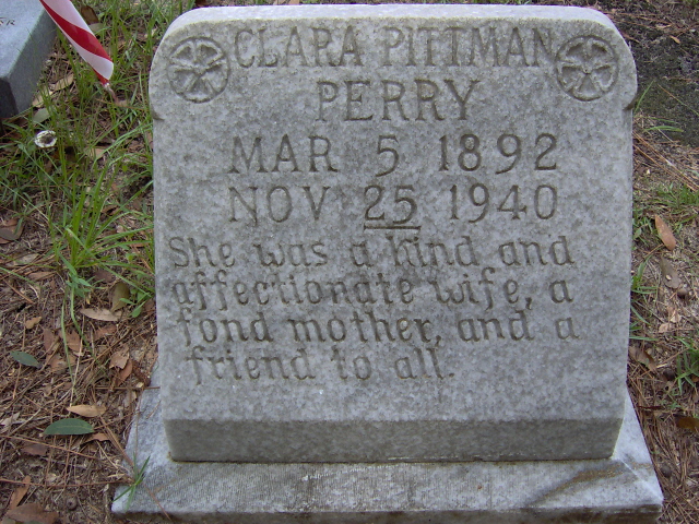 Headstone for Perry, Clara Pittman